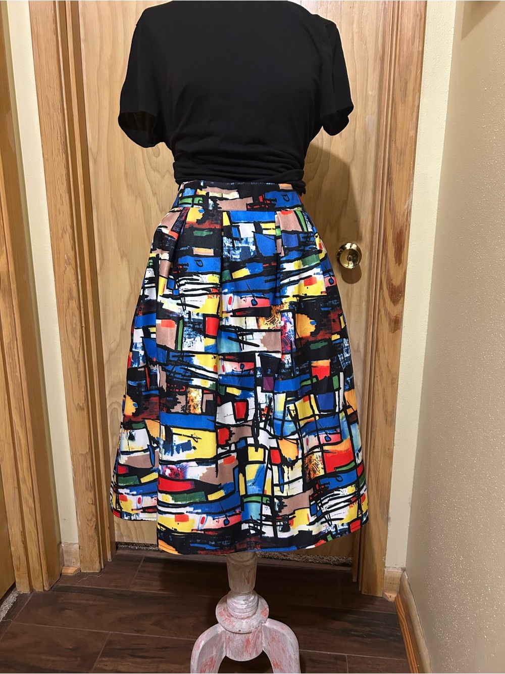 Abstract Multi-Color Circle Skirt - Women's